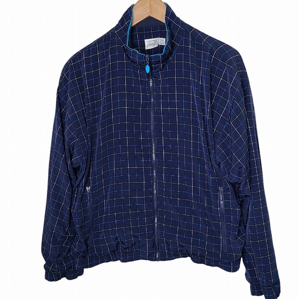 Tail Women's SZ M Long Sleeve Full Zip Golf Jacket Blue Check‎ Light Weight